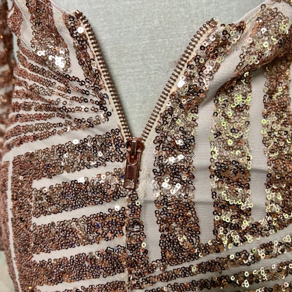📌Xenia Boutique Rose Gold Mini Sequin Bodycon Formal - Ball - Prom Dress - Picture 11 of 16